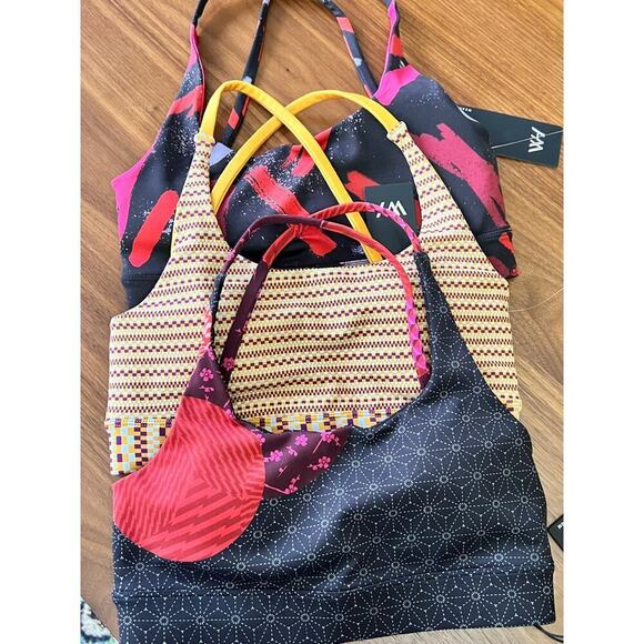 WITH Wear it to Heart Other - Wear It To Heart Sports Bra Bundle XS NWT 3pc Gaby Strap Back Mixed Prints